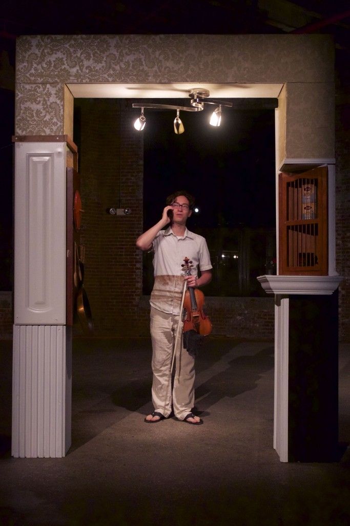 At the dress rehearsal for thingNY's This Takes Place Close By, which premiered last month at the Knockdown Center. Photo by Michael Yu.